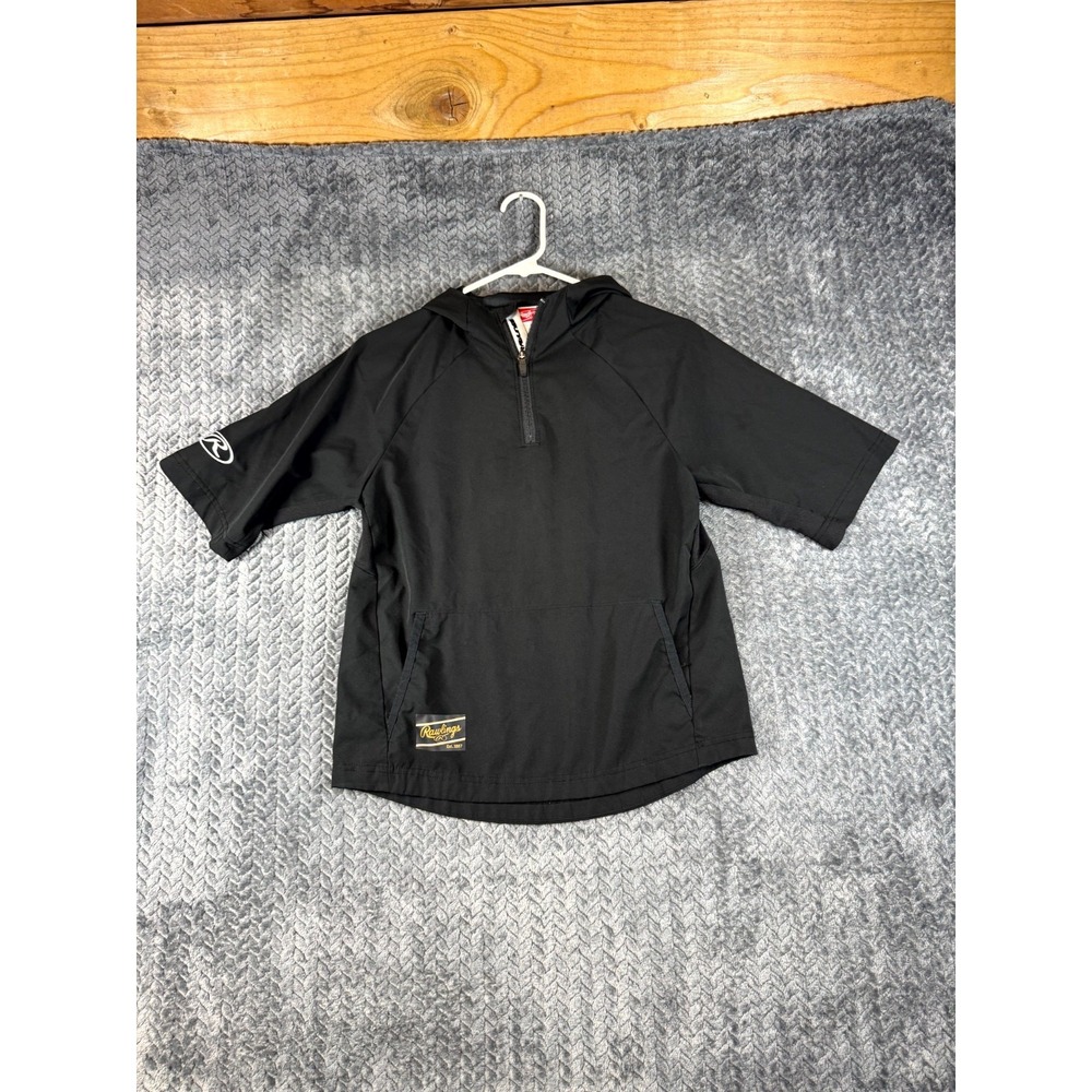 Rawlings ColorSync Cage Jacket Boys Large Black Hooded Short Sleeve Quarter‎ Zip